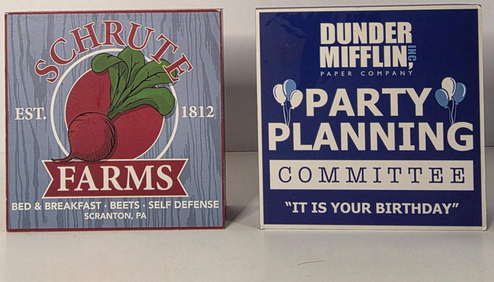 The Office Silver Buffalo 6x6 Wall Signs Lot 2 Schrute Farms Dunder Mifflin